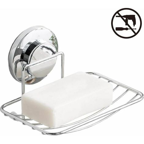 Porte-savon à ventouse super puissant à un étage - Porte-éponge en acier inoxydable solide pour salle de bain et cuisine (1/5)