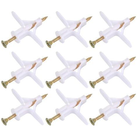 Lot de 100 fixations pour plaques de plâtre – 50 chevilles papillon et 50 vis – Résistance à la corrosion – Pour supports creux (1/5)