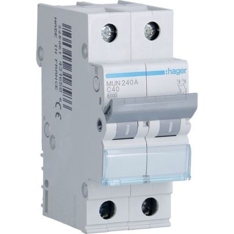 HAGER MUN240A  Interruptor automático 2P 40A curva-C 6kA