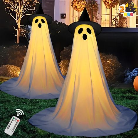 Lot de 2 décorations d'halloween de 120 cm, fantômes sur Pied pour extérieur (1/5)