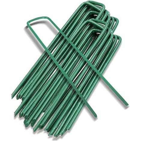 Piquets de Jardin Piquet Fixation Tente Sol Cheville Agrafes Jardinage pour Fixer Toile Paillage Clôture Barrière Contre Filets Camping Gazon Artificiel,20pièce, Vert, 15x3