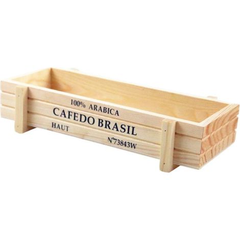 Boîte En Bois Pour Succulentes - Pot À Plantes Rectangulaire En Bois Naturel - Décoration Intérieure Et Extérieure - 1 Pièce (1/5)