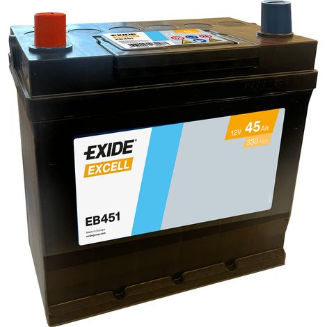 BATTERIE EXIDE EXCELL E2 12V 45AH 330A 220X135X225 +G EB451 (1/2)