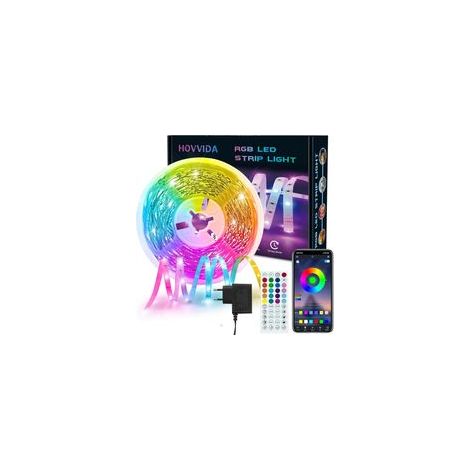 Bande LED de 10 m, bande LED RGB 24 V, 300 LED, application et télécommande, synchronisation musicale, mode minuterie, idéale pour la chambre, les fêtes et les festivals. (1/5)