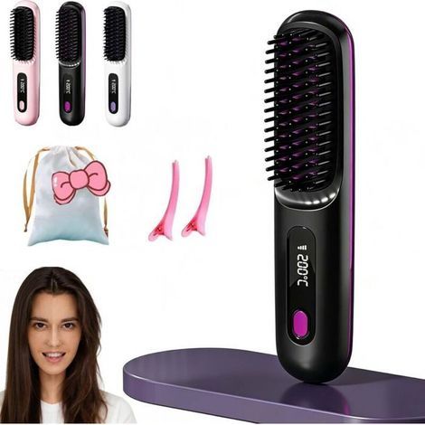 Brosse Cocoony cheveux courts, rechargeable, LED 3 modes, noir