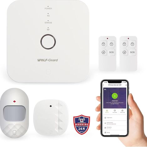 WM4N Système d'Alarme Intelligente 4G WiFi avec Centrale d'Alarme, Compatible avec Tuya Smartlife App, Capteur Porte/Fenêtre et Détecteur de Mouvement Inclus, Télécommande, Kit de Sécurité (1/5)