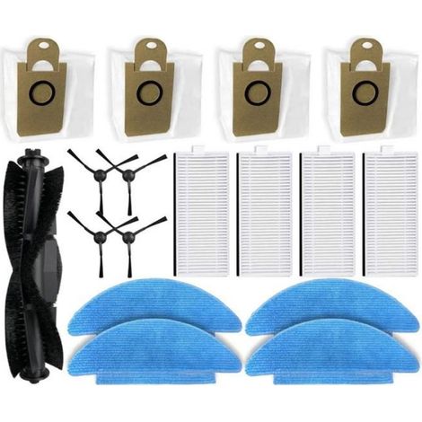 Brosse Principale - Brosse Latérale - Filtre Hepa - Serpillière - Sac À Poussière - Pour Robot Aspirateur RoboJet X-One 2 Pro - Lot De Rechange (1/4)