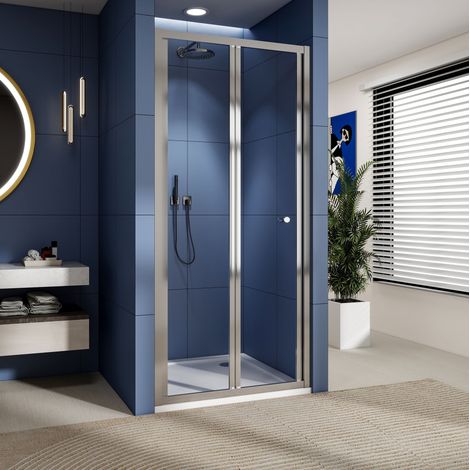 Stech Homes 700x1850mm Modern Bathroom Framed Bi Fold Shower Door Walk In Enclosure Safety Glass Screen (1/5)