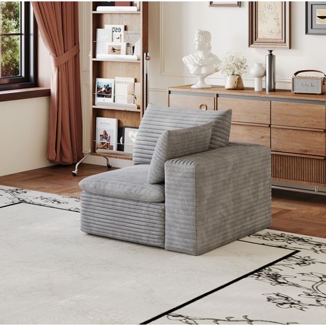 Sofá modular, diseño ajustable, soporte completo de espuma, sin estructura de madera, tela gris (1/5)