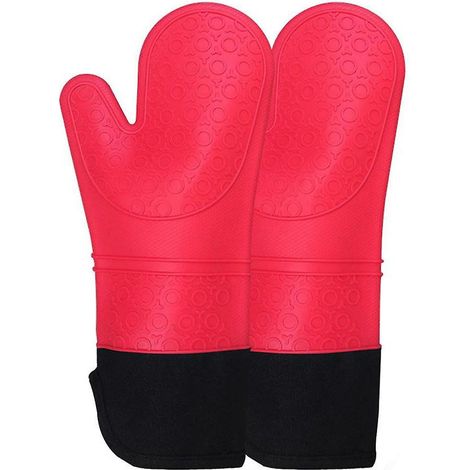 Rote Profi-Ofenhandschuhe, Silikon-Küchenhandschuhe, 1 Paar hitzebeständige Handschuhe, Stretchhandschuhe für Pizza und Kochen (1/5)