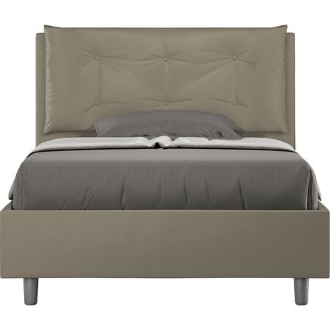 Letto 1 Piazza E Mezzo 120x200 cm con Rete e Contenitore Imbottito in Similpelle Annalisa Large Cappuccino (1/5)