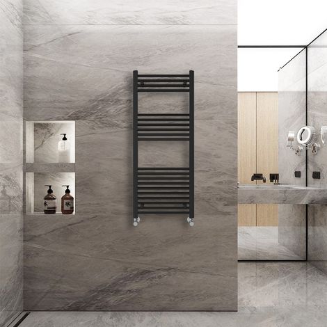 WarmeHaus Straight Heated Towel Rail Warmer Black 1200x500mm