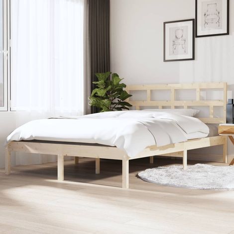 Cadre de lit sans matelas bois massif 140x190 cm (1/5)