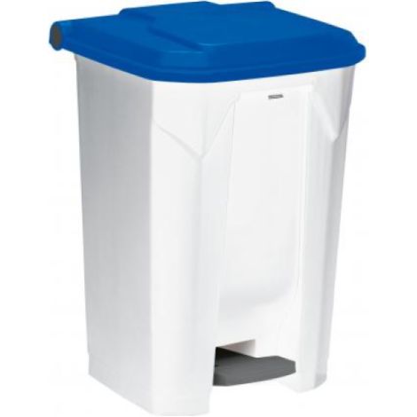Poubelle à pédale Utilo - 80l - blanc / bleu (1/3)