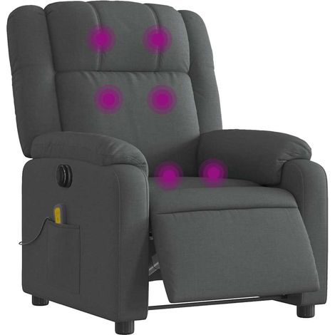 Sillón reclinable de masaje eléctrico tela gris oscuro vidaXL