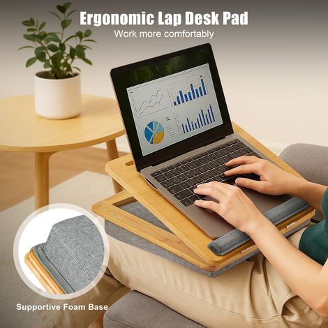 Laptop Tray Lap Desk 41.5X34X8CM Lapdesk with Cushion Laptop Stand Portable Tray Adjustable Angle Ergonomic Design for Notebook Tablet Laptops Stand for Desk Suitable for Travel (1/5)