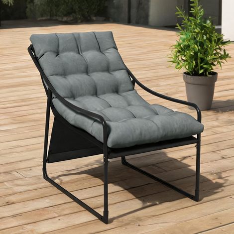 Salon de jardin coloris gris en acier Polyester 62 x 110 x 88 cm (1/5)