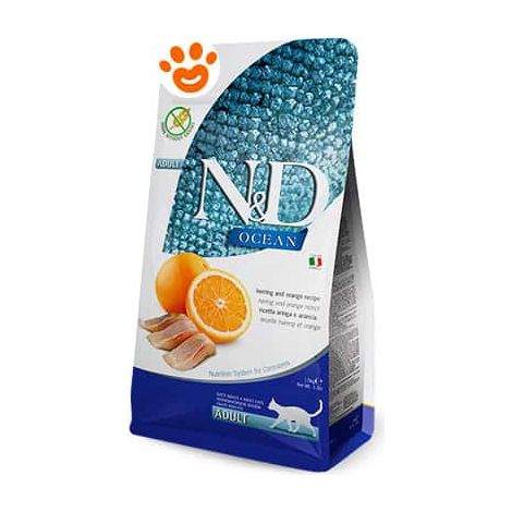 Farmina Cat N&D Ocean Adult Aringa e Arancia - Sacco 10 Kg - Cibo Secco Gatti