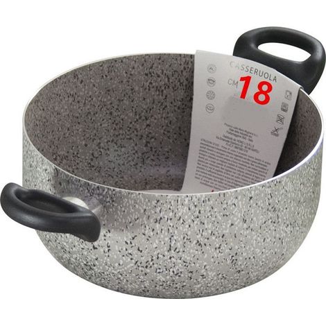 TrAdE Shop Traesio - Casseruola A Doppio Manico Nero Pentola Con Diametro Da 18-20-22-24 Cm Antiaderente Cucina -    -18 cm   -