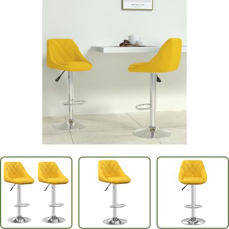 Tabouret de bar - Tabourets de bar lot de 2 jaune moutarde velours (1/5)