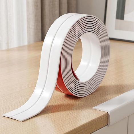 Moulure Murale Adhésive en PVC Blanc, Plinthe Souple Autoadhésive, Baguette d’Angle Flexible, de Finition Décorative, Cornière pour Mur Plafond Cuisine (1/5)