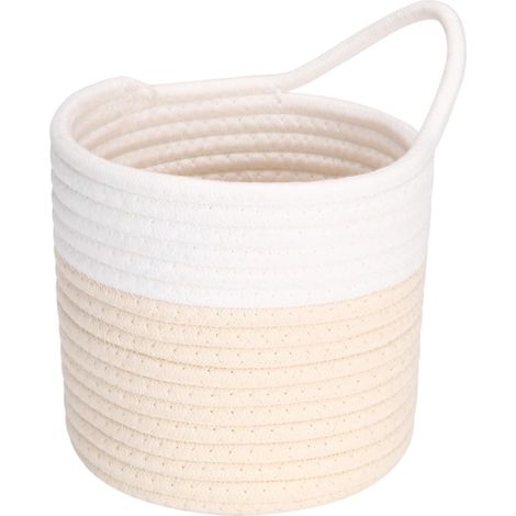 Paniers suspendus en corde de coton, petit panier de rangement tissé de 17 cm, sac à vélo, jardinière en tissu, pot, organisateur mural pour clés, portefeuilles, lunettes de soleil, (crème et (1/5)