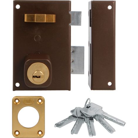 AMIG Serrure en applique et verrous 75 72 x 112 mm Acier Marron - Droite (1/5)