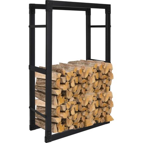 SWANEW Scaffale per legno-Range-logs - Portalegna -nero- 150 x 80 x 25 CM (1/5)
