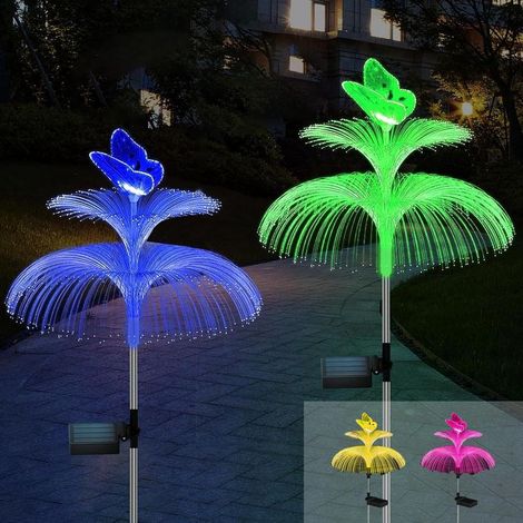 Lampe Solaire Jardin Méduse x2, LED Change Couleur, Étanche Déco Lumière pour Balcon Terrasse Cour Halloween Noël