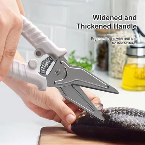 HOXILEELEOCiseaux de cuisine à lame en acier inoxydable, lave-vaisselle/ciseaux à affûtage automatique pour aliments, blanc (1/4)