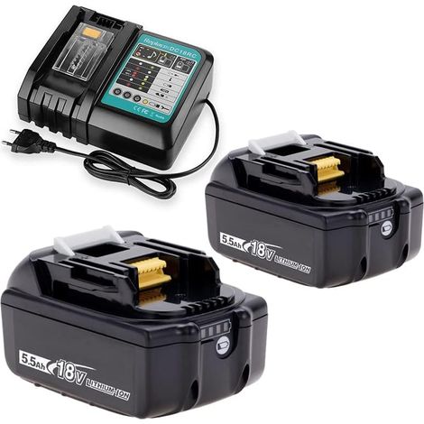 Teetok – Batterie 8.0Ah 18V pour Makita BL1850 BL1840 BL1860 – Chargeur rapide DC18RC – Protection contre surcharges et courts-circuits