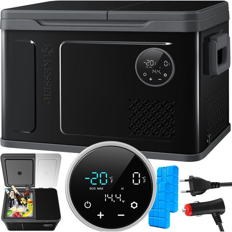 KESSER® Glacière à compresseur 2en1 double zone de réfrigération et de congélation Glacière électrique Commande tactile LED 12/24 V 230V Réfrigérateur Réfrigération jusqu'à -20 °C Noir / Anthracite (1/5)