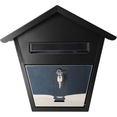 schwarzer Briefkasten für Zeitungen, 205 x 375 mm, Stahlbriefkasten (1/5)