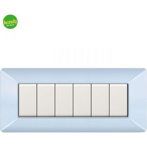 Placca da 6 moduli Easy Elettrocanali in plastica azzurro pastello