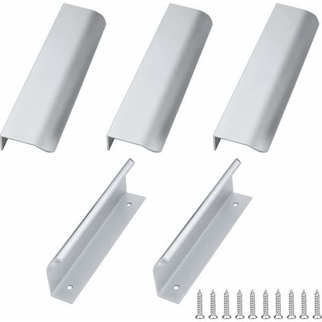 5 tiradores para armario de cocina de 128 mm, de aluminio plateado, para muebles, cajones y armarios de cocina. (1/5)