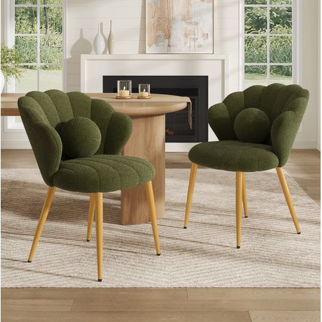 Set de 2 sillas de comedor concha verdes 60x62,5x83 cm con patas doradas - CHICFURN (1/5)