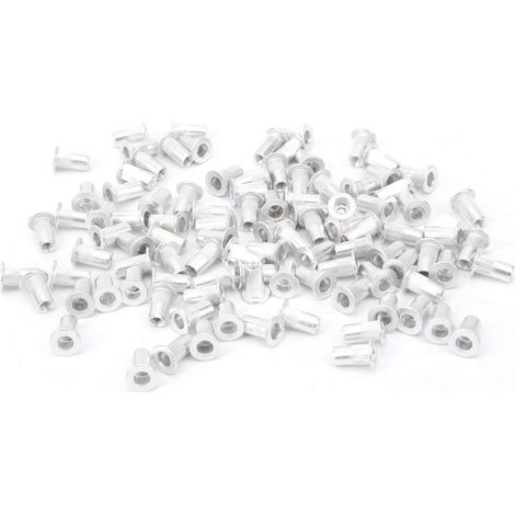 100 écrous à sertir, tête plate en aluminium, accessoires de quincaillerie verticaux WJ30045M3
