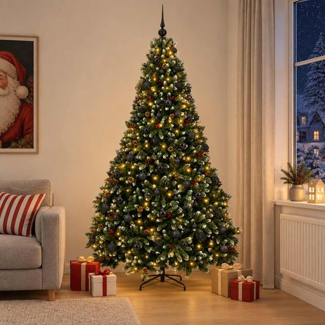 vidaXL Árbol de Navidad artificial verde con bolas 210 cm 300 LED (1/5)