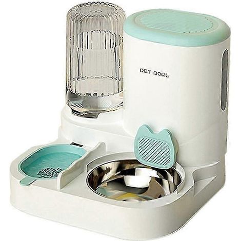 Distributeur automatique de croquettes pour animaux, à gravité, séparation des aliments secs et humides - gris, remplissage automatique d'eau, grande capacité, JG (1/5)