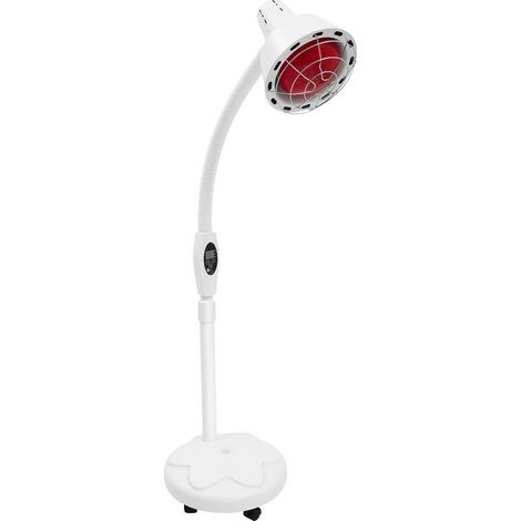 Lampe infrarouge à lumière rouge 275 W, lampe chauffante, lampe thérapeutique rotative à 360° avec 5 roulettes multidirectionnelles, température et durée réglables de 8 à 70 °C.