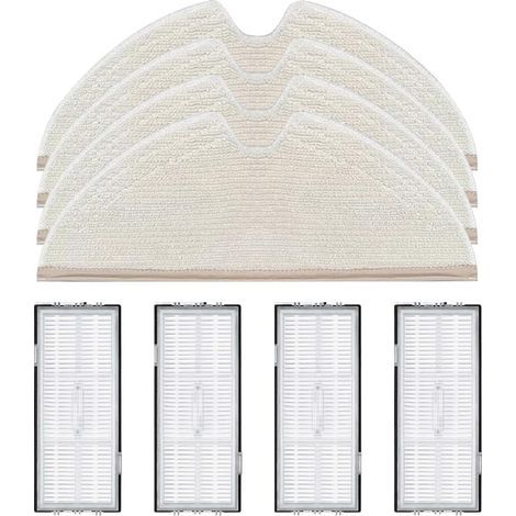Kit de accesorios para aspiradoras Max+/Q8 Max/Q8 Max+/Q5 Pro/Q7/Q7+/Q7 Max/Q7 Max+: paquetes de repuesto, 4 filtros, 4 paños de limpieza (8 piezas en total). (1/4)