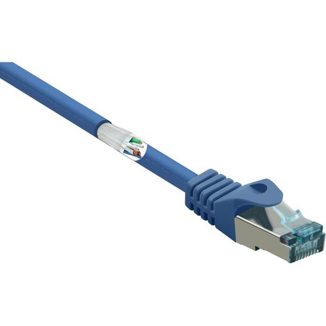 Renkforce RF-5043920 RJ45 Câble réseau, câble patch CAT 6a S/FTP 15.00 m bleu avec cliquet d'encastrement, ignifuge 1 pc(s) S590872 (1/5)