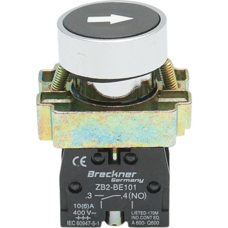 Pulsante nero con ritorno e marcatura 1NO, 400V/10A, LAY5 Breckner Germany (1/5)
