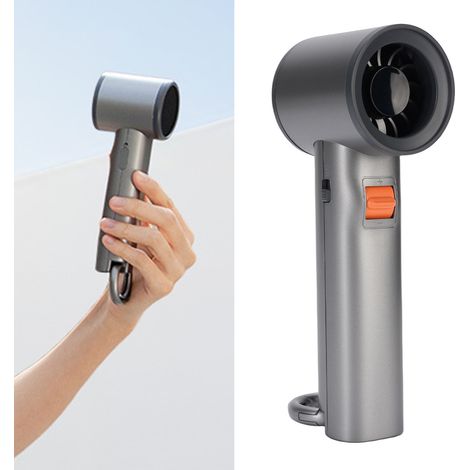 Ventilador de mano con 100 velocidades y 13.000 rpm – pantalla digital, silencioso, portátil con gancho para actividades al aire libre, ABS gris (1/5)
