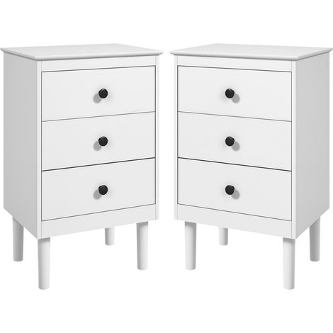 HOMCOM Bedside Table Set of 2, Bedside Cabinet w/ 3 Drawers, Modern Side Table, (1/5)