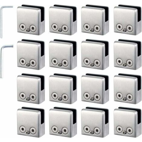 Lot de 16 pinces à verre 8-10mm en acier inoxydable 304 – Installation facile sans perçage – Pour balustrades et escaliers - 16pcs (1/5)