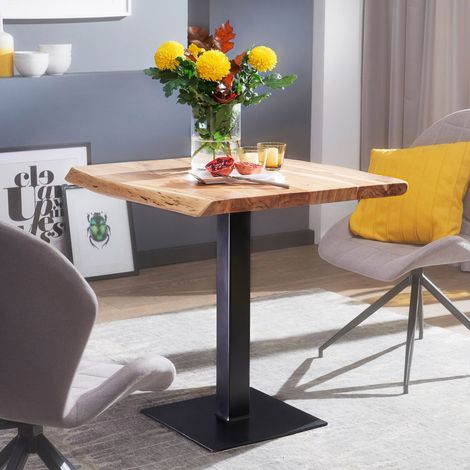 Table à manger 80x75x75 cm en acacia et métal (1/5)