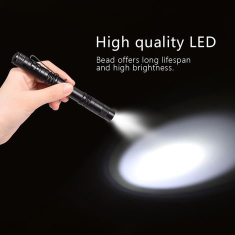 Mini lampe de poche Portable à Clip pour stylo LED, torche à haute luminosité, alimentée par batterie (1/5)