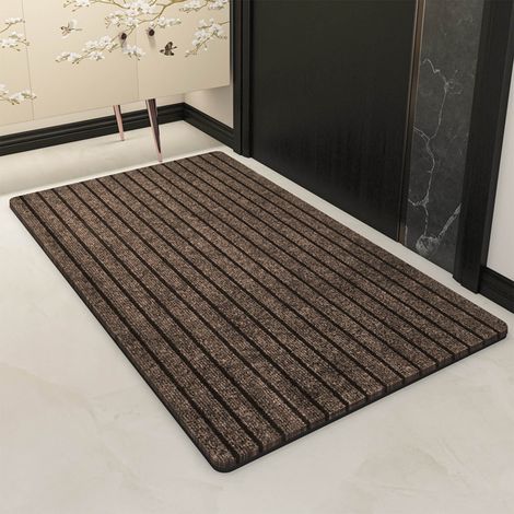 Tapis de bienvenue résistant, 40 x 60 cm, antidérapant et robuste, pour l'entrée, lavable et à séchage rapide, tapis de sol pour porte d'entrée extérieure, décoration intérieure, couleur café (1/5)