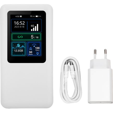 Dispositif Hotspot Mobile 5G 2.4GHz 5.8GHz, écran LCD TFT MIPI 1.8 pouces, WIFI 6 Portable, routeur de voyage avec emplacement pour carte Sim, prise ue (1/5)